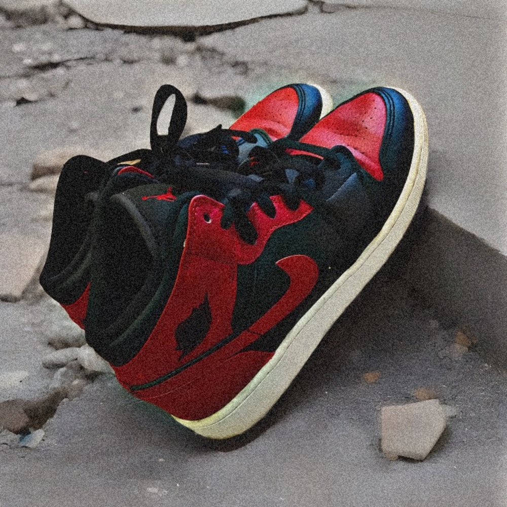 Red and Black High-Top Sneakers